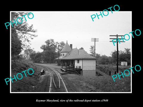 OLD LARGE HISTORIC PHOTO OF KEYMAR MARYLAND, THE RAILROAD DEPOT STATION c1940 2