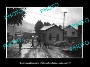 OLD LARGE HISTORIC PHOTO OF LUKE MARYLAND, THE RAILROAD DEPOT STATION c1940 2