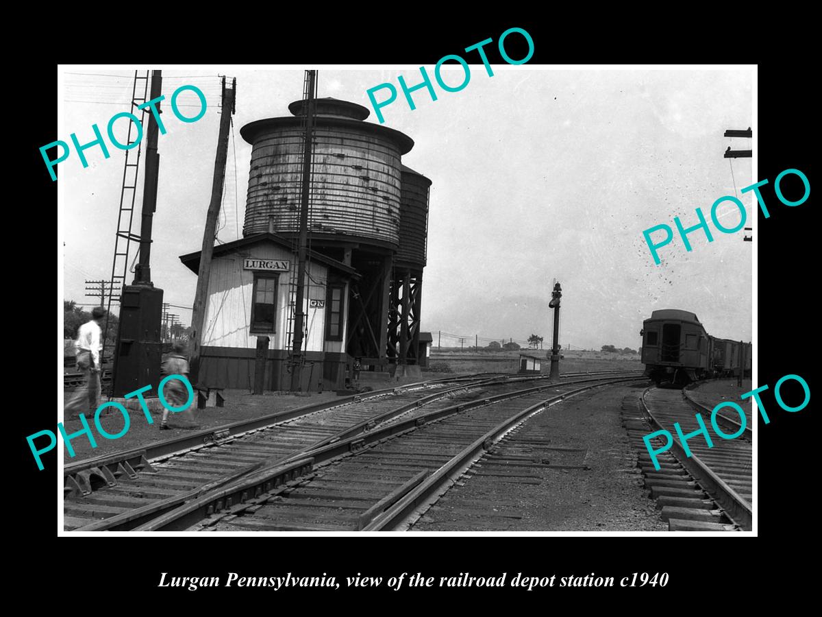 OLD LARGE HISTORIC PHOTO OF LURGAN PENNSYLVANIA RAILROAD DEPOT STATION c1940