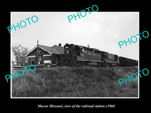 OLD LARGE HISTORIC PHOTO OF MACON MISSOURI, THE RAILROAD DEPOT STATION c1960