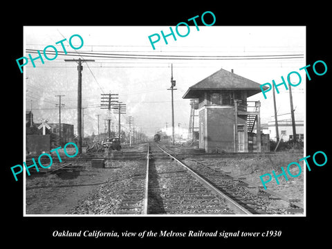 OLD LARGE HISTORIC PHOTO OF OAKLAND CALIFORNIA THE MELROSE RAILROAD TOWER c1930