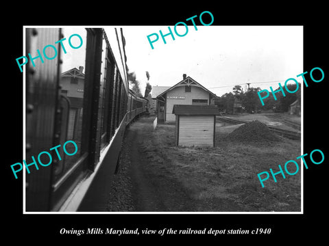 OLD LARGE HISTORIC PHOTO OF OWINGS MILLS MARYLAND RAILROAD DEPOT STATION c1940