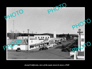 OLD LARGE HISTORIC PHOTO OF AVENAL CALIFORNIA, VIEW OF THE MAIN St & STORES 1940