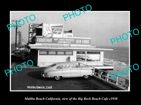 OLD LARGE HISTORIC PHOTO OF MALIBU CALIFORNIA, THE BIG ROCK BEACH CAFE c1950