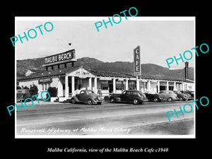 OLD LARGE HISTORIC PHOTO OF MALIBU CALIFORNIA, THE MALIBU BEACH CAFE c1940