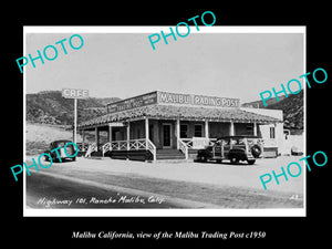 OLD LARGE HISTORIC PHOTO OF MALIBU CALIFORNIA, THE MALIBU TRADING POST c1950