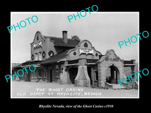 OLD LARGE HISTORIC PHOTO OF RHYOLITE NEVADA, THE GHOST CASINO c1930