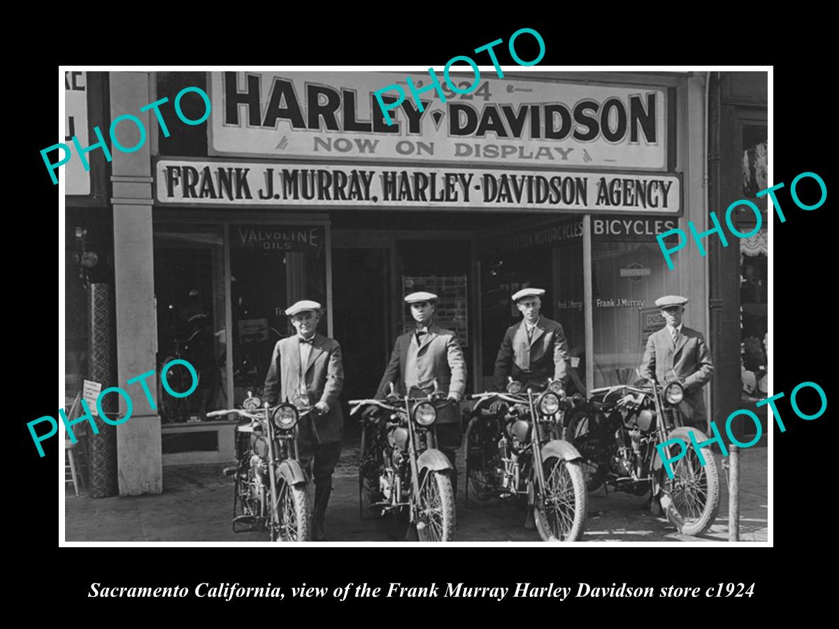 OLD LARGE HISTORIC PHOTO SACRAMENTO CALIFORNIA, THE HARLEY DAVIDSON STORE c1924