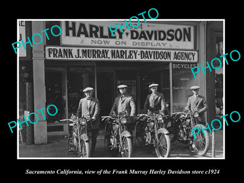 OLD LARGE HISTORIC PHOTO SACRAMENTO CALIFORNIA, THE HARLEY DAVIDSON STORE c1924