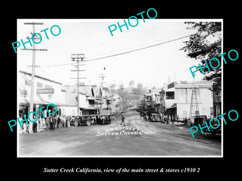 OLD LARGE HISTORIC PHOTO OF SUTTER CREEK CALIFORNIA, THE MAIN St & STORES 1930 3