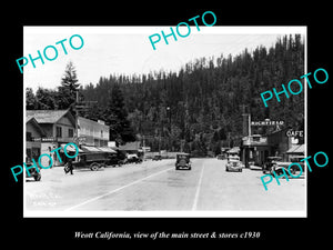 OLD LARGE HISTORIC PHOTO OF WEOTT CALIFORNIA, THE MAIN STREET & STORES c1930