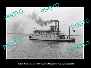 OLD LARGE HISTORIC PHOTO OF DULUTH MINNESOTA, THE TUGBOAT MENASHA c1920