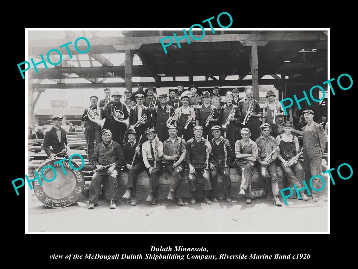 OLD LARGE HISTORIC PHOTO OF DULUTH MINNESOTA, THE M/D SHIP BUILDERS BAND c1920