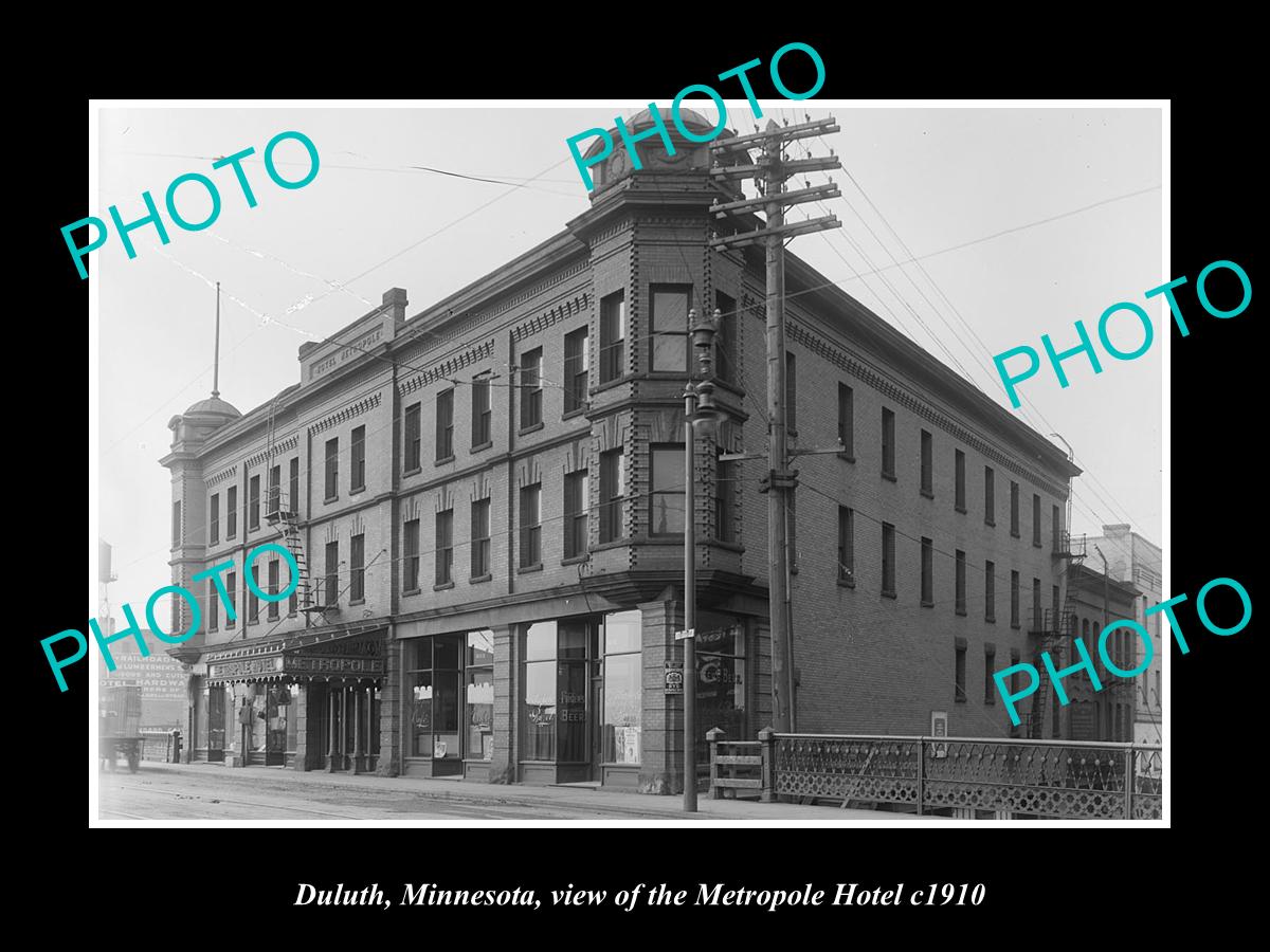 OLD LARGE HISTORIC PHOTO OF DULUTH MINNESOTA, VIEW OF THE HOTEL METROPOLE c1910