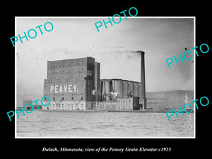 OLD LARGE HISTORIC PHOTO OF DULUTH MINNESOTA, THE PEAVEY GRAIN ELEVATOR c1915