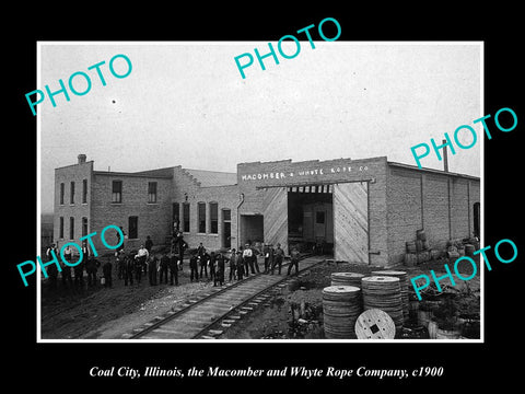 OLD LARGE HISTORIC PHOTO OF COAL CITY ILLINOIS, THE M&W ROPE Co FACTORY c1900