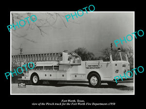 OLD LARGE HISTORIC PHOTO OF FORT WORTH TEXAS, THE FIRE DEPARTMENT TRUCK c1950