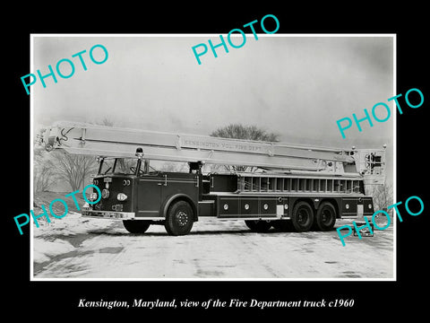 OLD LARGE HISTORIC PHOTO OF KENSINGTON MARYLAND, THE FIRE DEPARTMENT TRUCK c1960