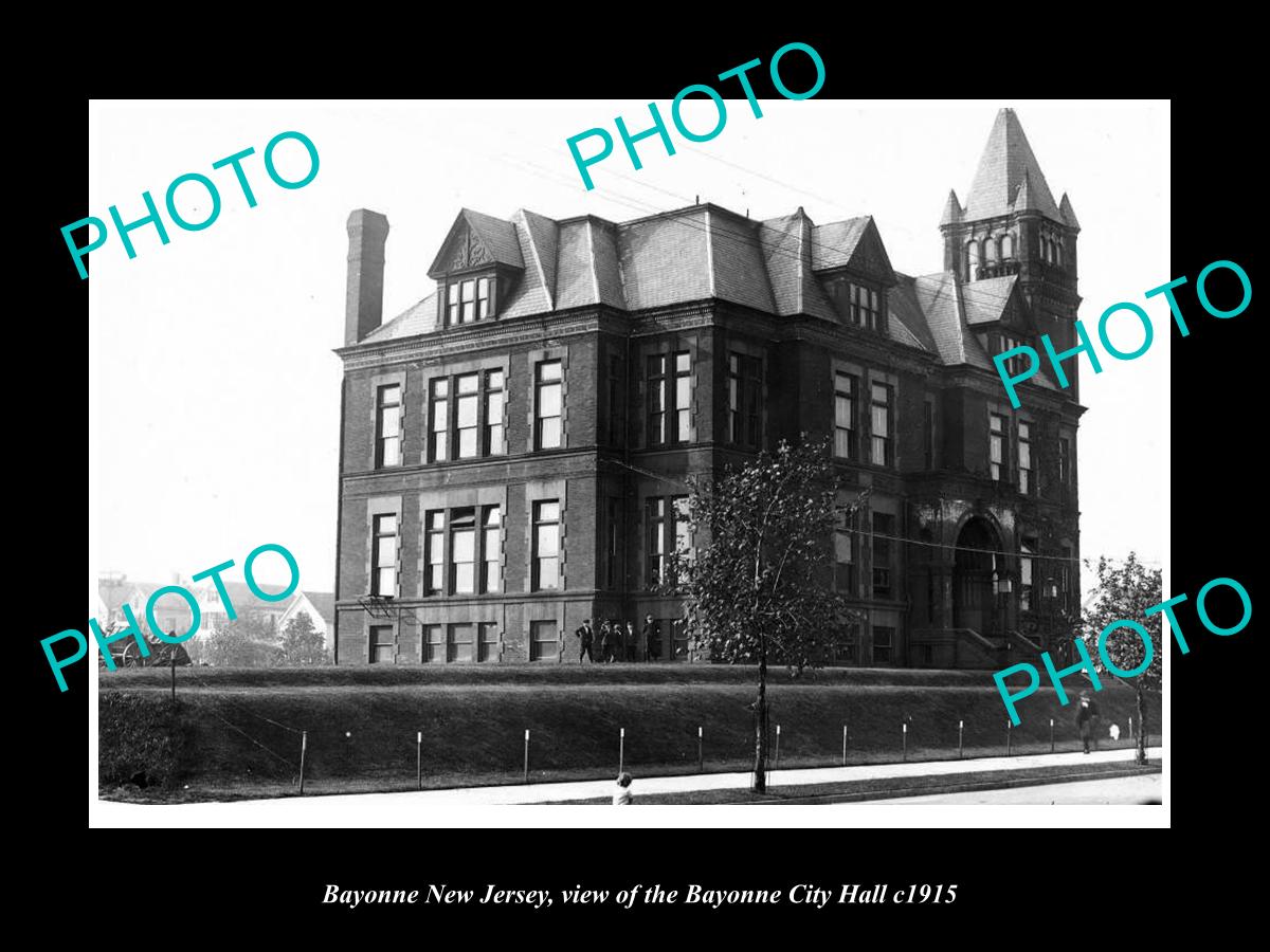 OLD LARGE HISTORIC PHOTO OF BAYONNE NEW JERSEY, VIEW OF THE CITY HALL c1915