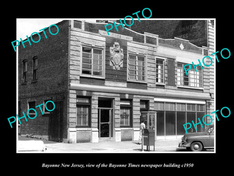 OLD LARGE HISTORIC PHOTO OF BAYONNE NEW JERSEY, TIMES NEWSPAPER BUILDING c1950