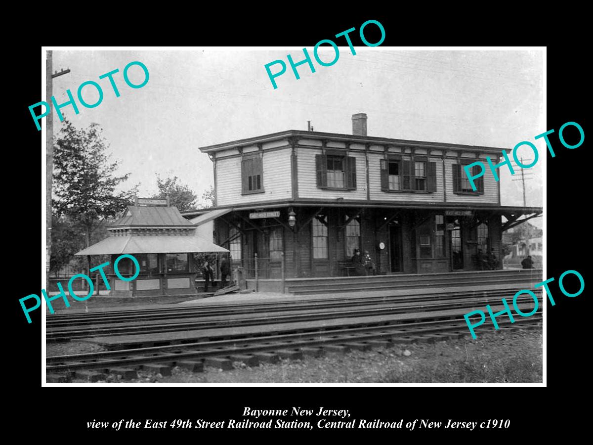 OLD LARGE HISTORIC PHOTO OF BAYONNE NEW JERSEY THE 49th St RAILROAD STATION 1910