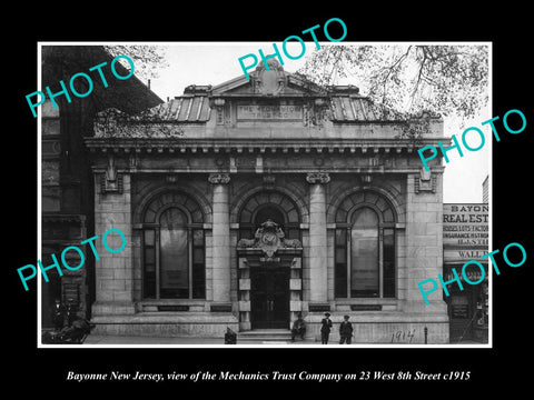 OLD LARGE HISTORIC PHOTO OF BAYONNE NEW JERSEY, THE MECHANICS TRUST Co c1915