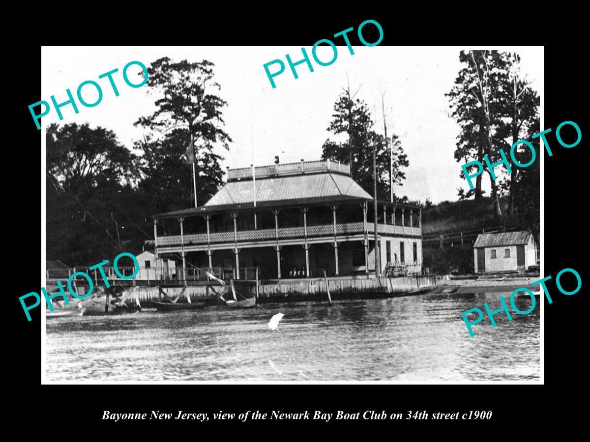 OLD LARGE HISTORIC PHOTO OF BAYONNE NEW JERSEY, THE NEWARK BOAT CLUB c1900