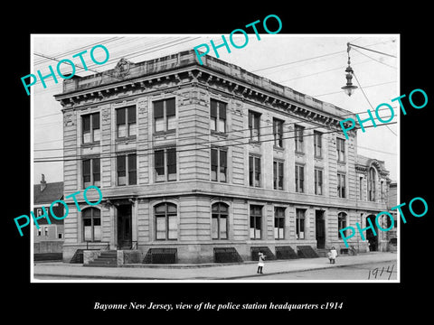 OLD LARGE HISTORIC PHOTO OF BAYONNE NEW JERSEY, THE POLICE STATION c1914