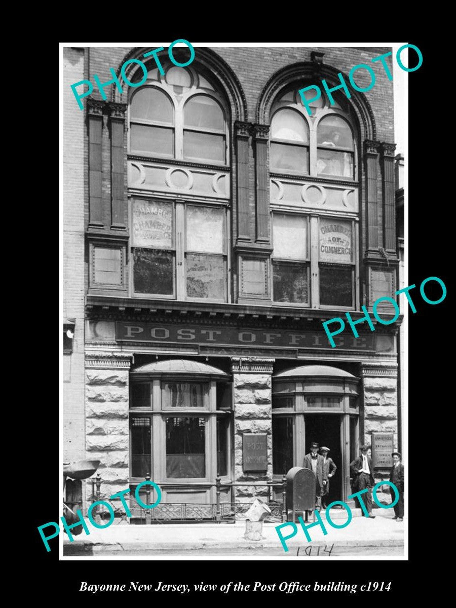 OLD LARGE HISTORIC PHOTO OF BAYONNE NEW JERSEY, THE POST OFFICE c1914