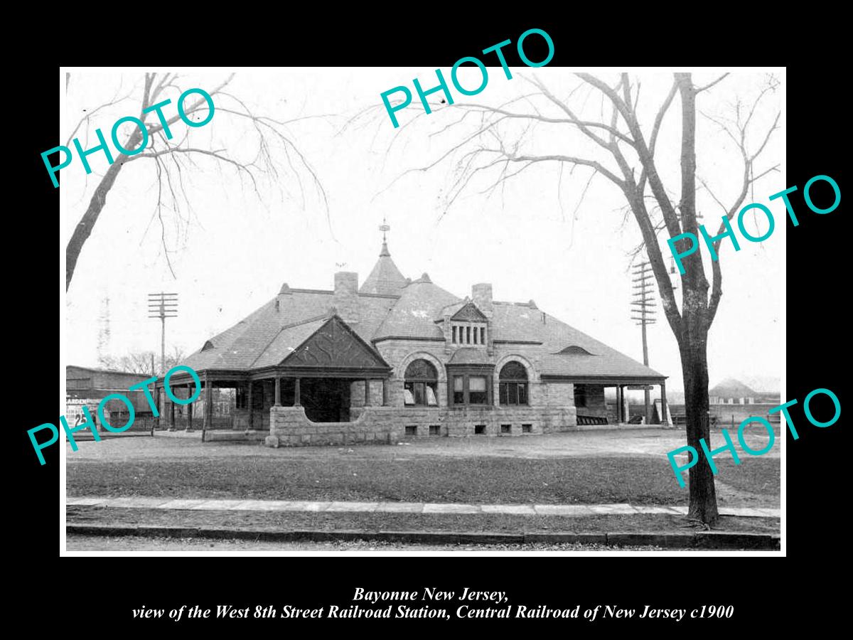 OLD LARGE HISTORIC PHOTO OF BAYONNE NEW JERSEY, 8th St RAILROAD STATION c1900 1