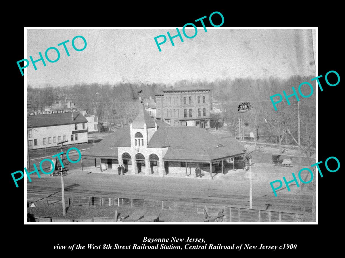 OLD LARGE HISTORIC PHOTO OF BAYONNE NEW JERSEY, 8th St RAILROAD STATION c1900 2