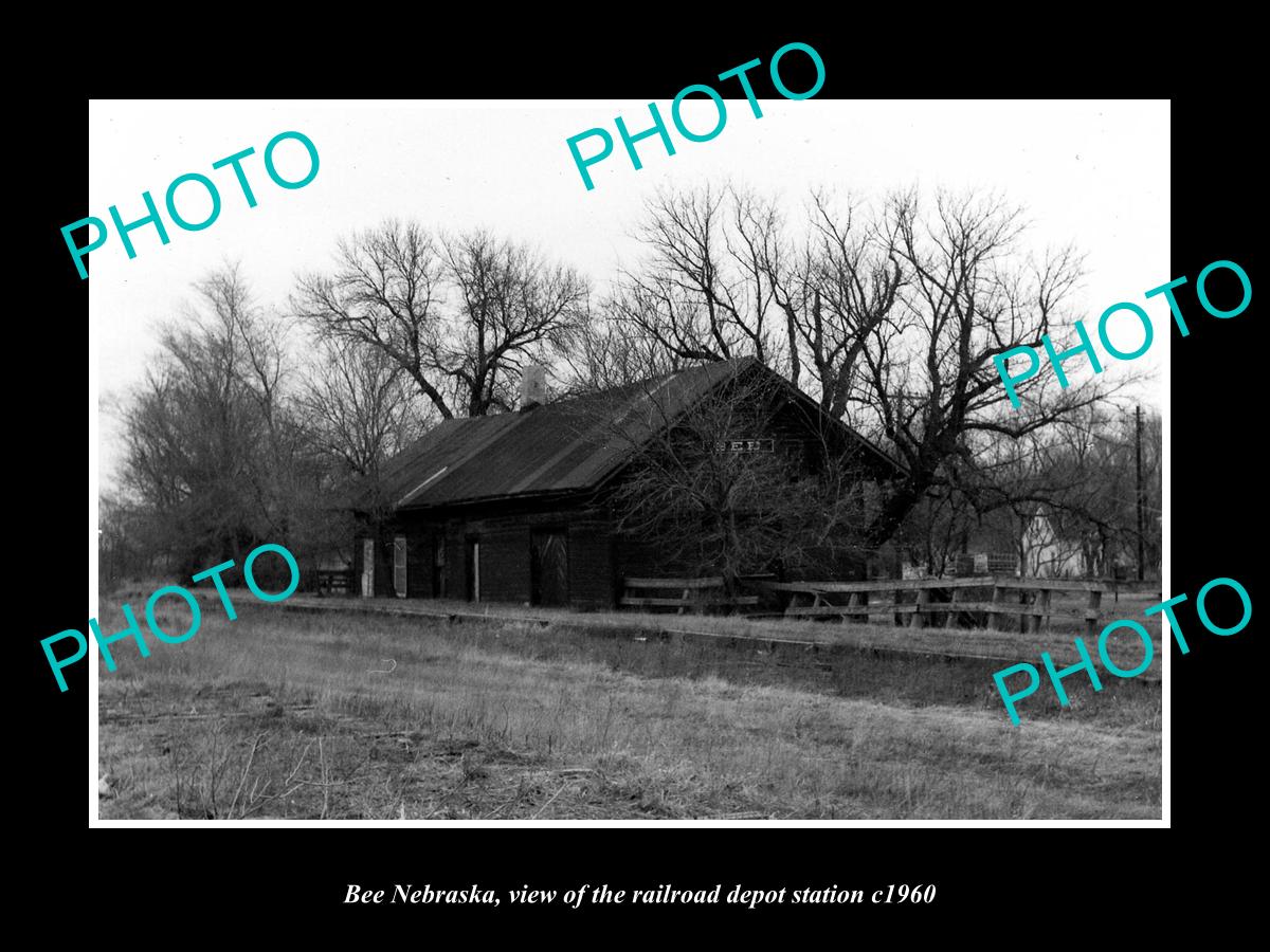 OLD LARGE HISTORIC PHOTO OF BEE NEBRASKA, THE RAILROAD DEPOT STATION c1960