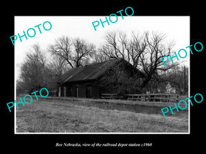 OLD LARGE HISTORIC PHOTO OF BEE NEBRASKA, THE RAILROAD DEPOT STATION c1960