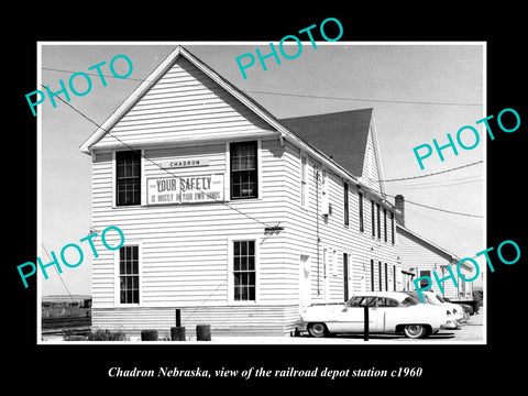 OLD LARGE HISTORIC PHOTO OF CHADRON NEBRASKA, THE RAILROAD DEPOT STATION c1960