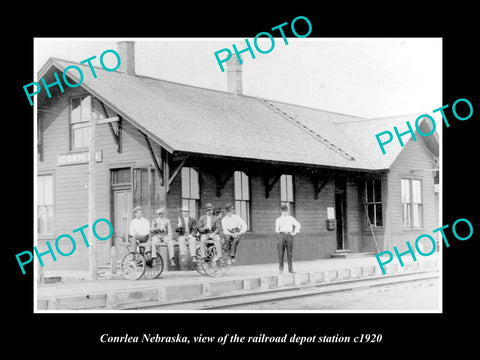 OLD LARGE HISTORIC PHOTO OF CONRLEA NEBRASKA, THE RAILROAD DEPOT STATION c1920