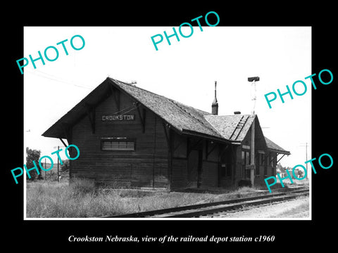 OLD LARGE HISTORIC PHOTO OF CROOKSTON NEBRASKA, THE RAILROAD DEPOT STATION c1960