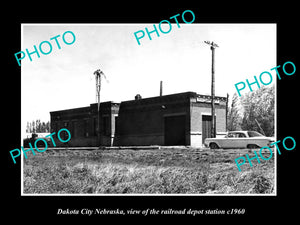 OLD LARGE HISTORIC PHOTO OF DAKOTA CITY NEBRASKA, RAILROAD DEPOT STATION c1960