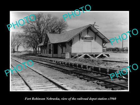 OLD LARGE HISTORIC PHOTO OF FORT ROBINSON NEBRASKA, THE RAILROAD DEPOT c1960