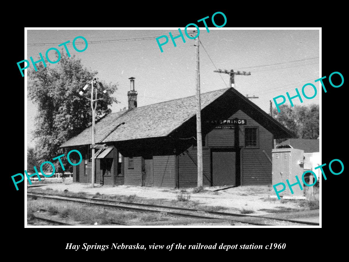 OLD LARGE HISTORIC PHOTO OF HAY SPRINGS NEBRASKA, RAILROAD DEPOT STATION c1960