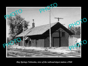 OLD LARGE HISTORIC PHOTO OF HAY SPRINGS NEBRASKA, RAILROAD DEPOT STATION c1960