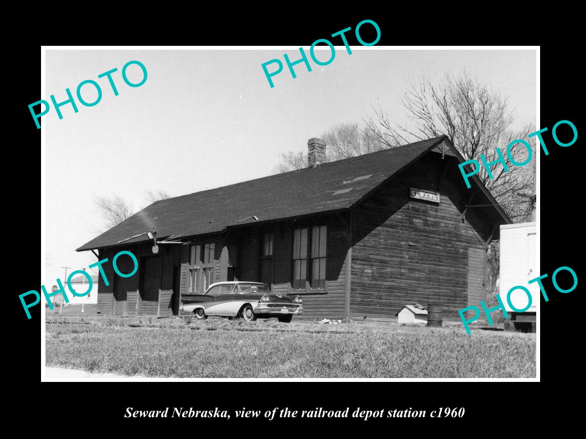 OLD LARGE HISTORIC PHOTO OF SEWARD NEBRASKA, THE RAILROAD DEPOT STATION c1960