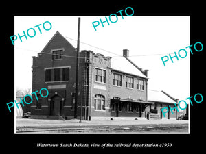 OLD LARGE HISTORIC PHOTO OF WATERTOWN SOUTH DAKOTA RAILROAD DEPOT STATION c1950