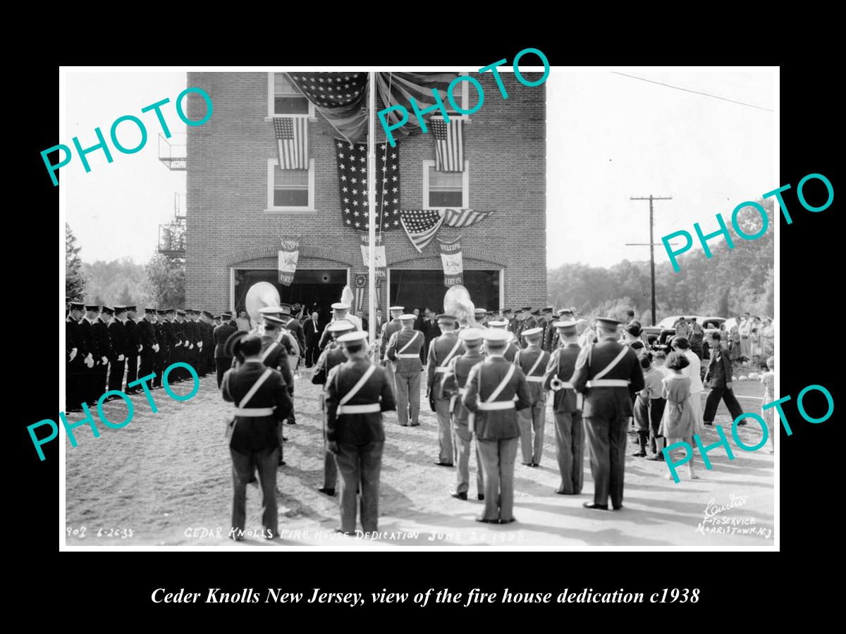 OLD LARGE HISTORIC PHOTO OF CEDAR KNOLLS NEW JERSEY, THE FIRE STATION c1938