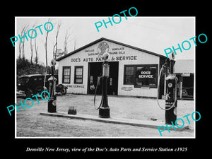 OLD LARGE HISTORIC PHOTO OF DENVILLE NEW JERSEY, THE SINCLAIR MOTOR GARAGE c1925