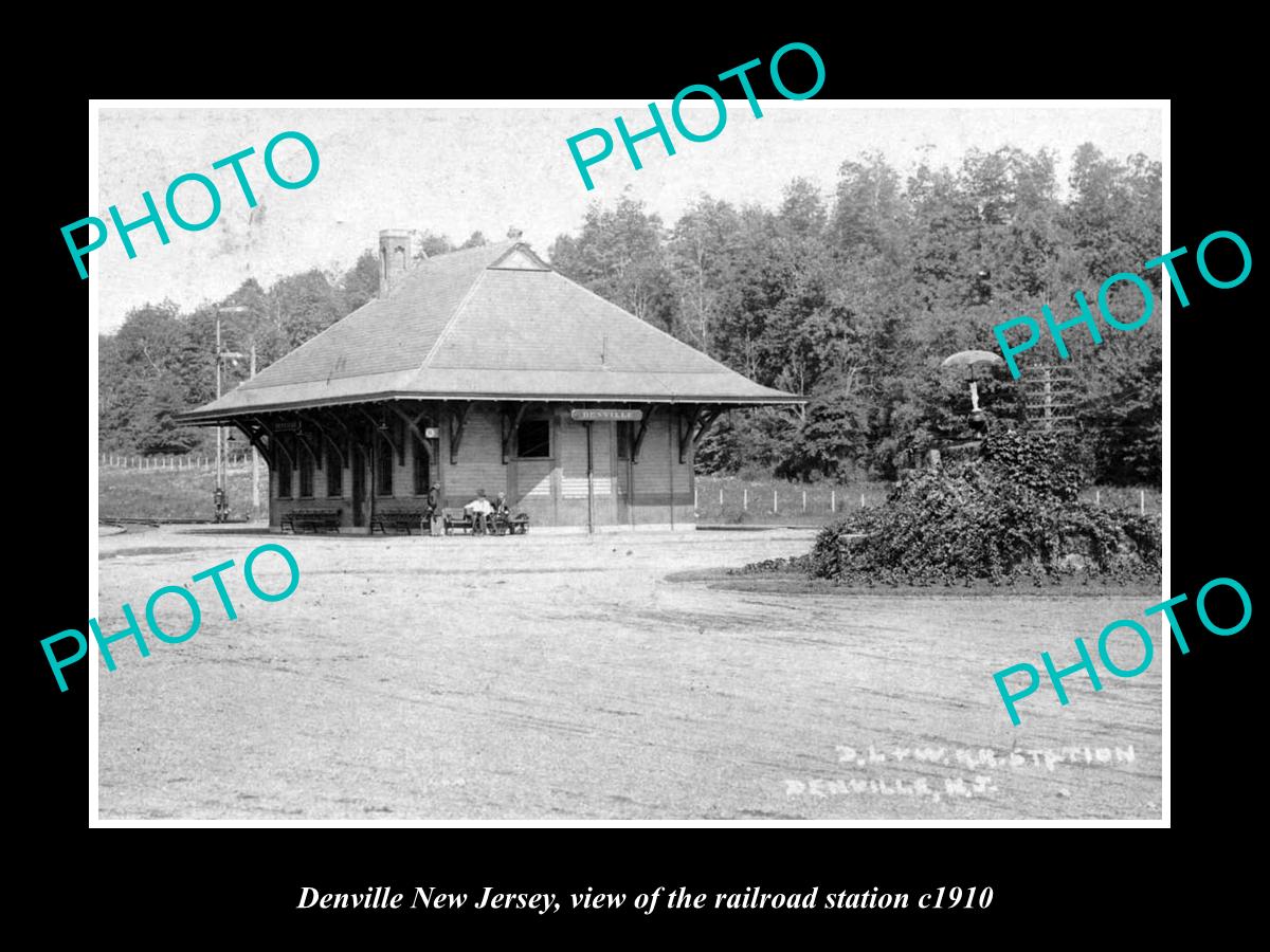 OLD LARGE HISTORIC PHOTO OF DENVILLE NEW JERSEY, THE RAILROAD STATION c1910