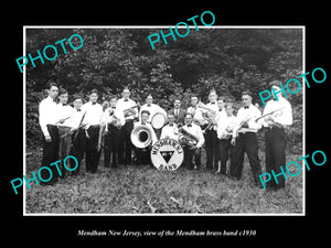 OLD LARGE HISTORIC PHOTO OF MENDHAM NEW JERSEY, THE TOWN BRASS BAND c1930