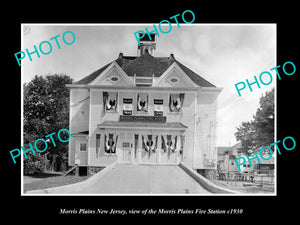 OLD LARGE HISTORIC PHOTO OF MORRIS PLAINS NEW JERSEY, THE FIRE DEPT STATION 1930