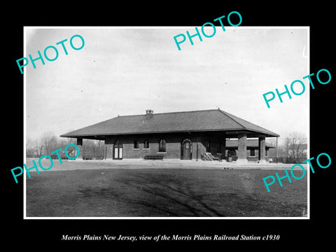 OLD LARGE HISTORIC PHOTO OF MORRIS PLAINS NEW JERSEY, THE RAILROAD STATION 1930