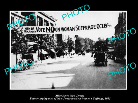 OLD LARGE HISTORIC PHOTO OF MORRISTOWN NEW JERSEY, WOMENS SUFFRAGE VOTE c1915