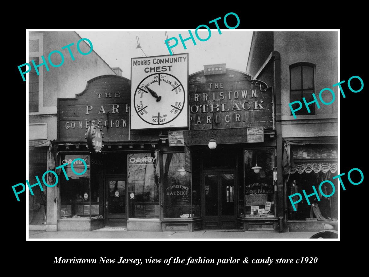 OLD LARGE HISTORIC PHOTO OF MORRISTOWN NEW JERSEY, THE PARLOR & CANDY STORE 1920